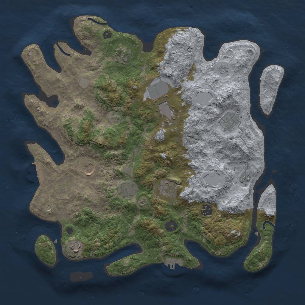 Rust Map: Procedural Map, Size: 3850, Seed: 1123801214, 16 Monuments