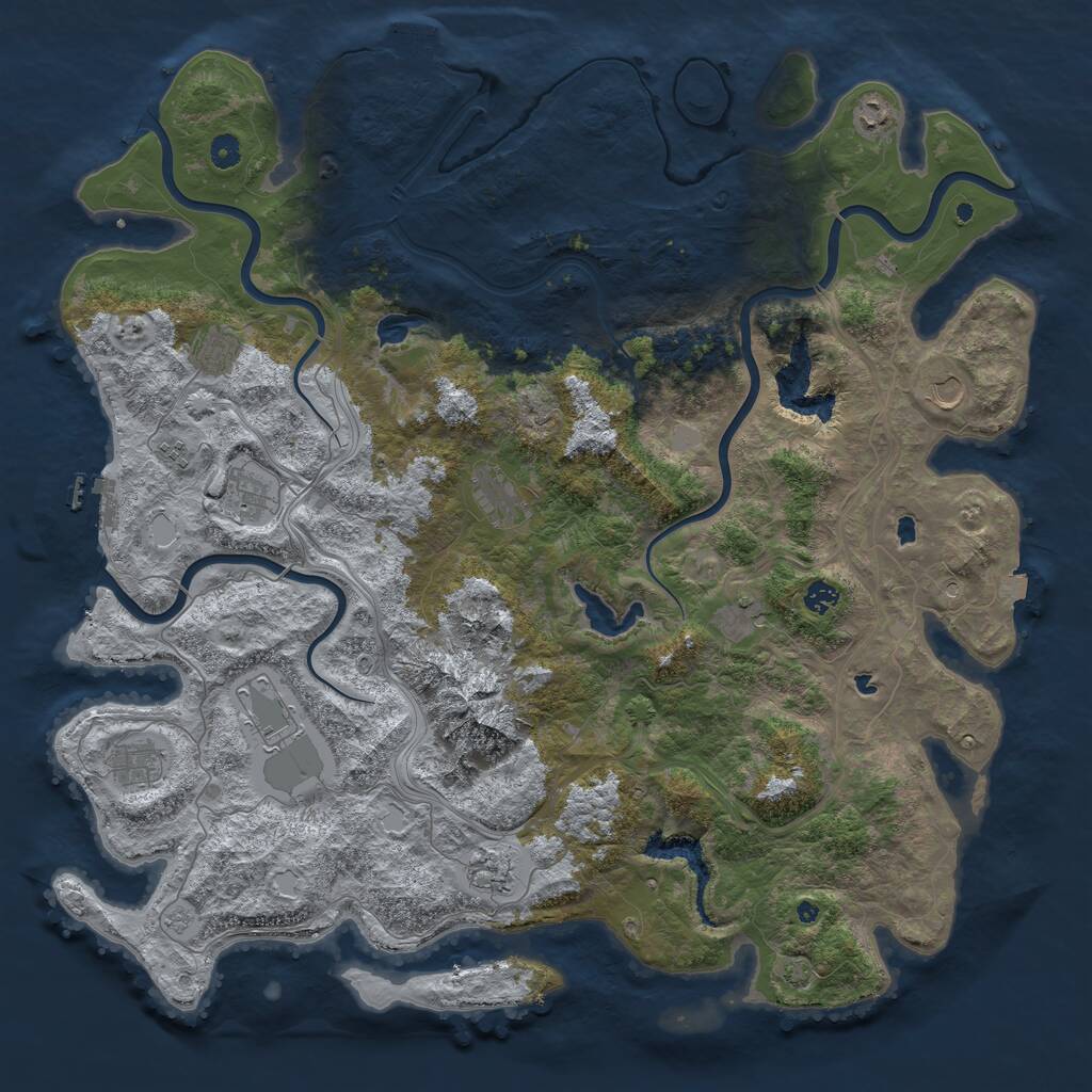 Rust Map: Procedural Map, Size: 5000, Seed: 740992414, 17 Monuments