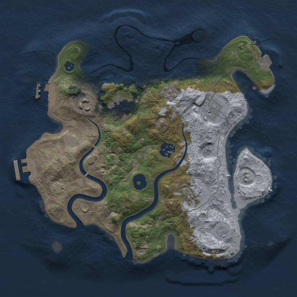 Rust Map: Procedural Map, Size: 3000, Seed: 1222554110, 12 Monuments