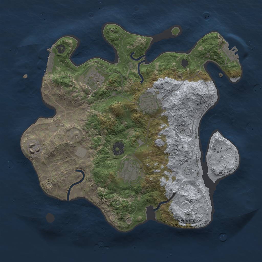 Rust Map: Procedural Map, Size: 3000, Seed: 1222554110, 13 Monuments