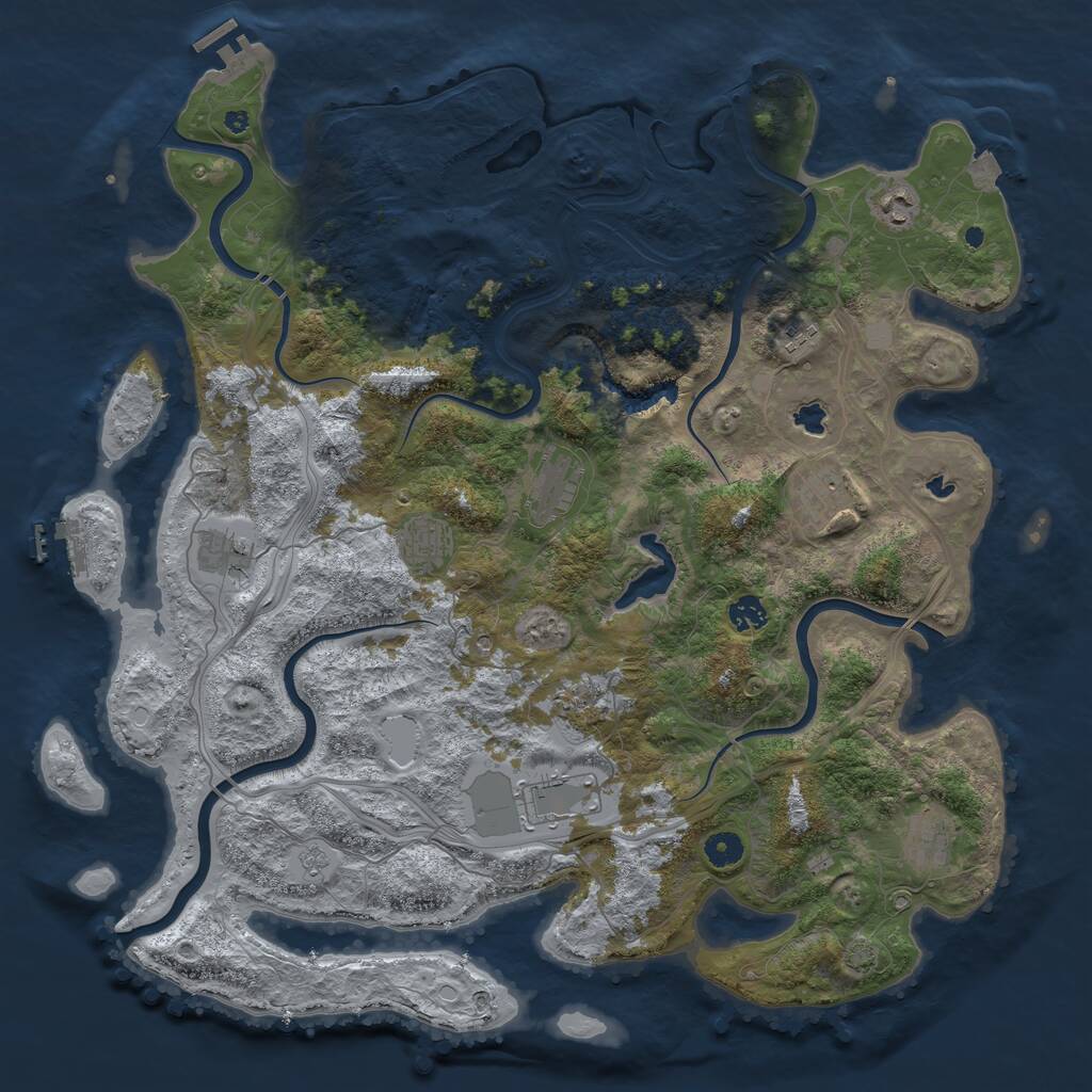 Rust Map: Procedural Map, Size: 4500, Seed: 12255, 16 Monuments