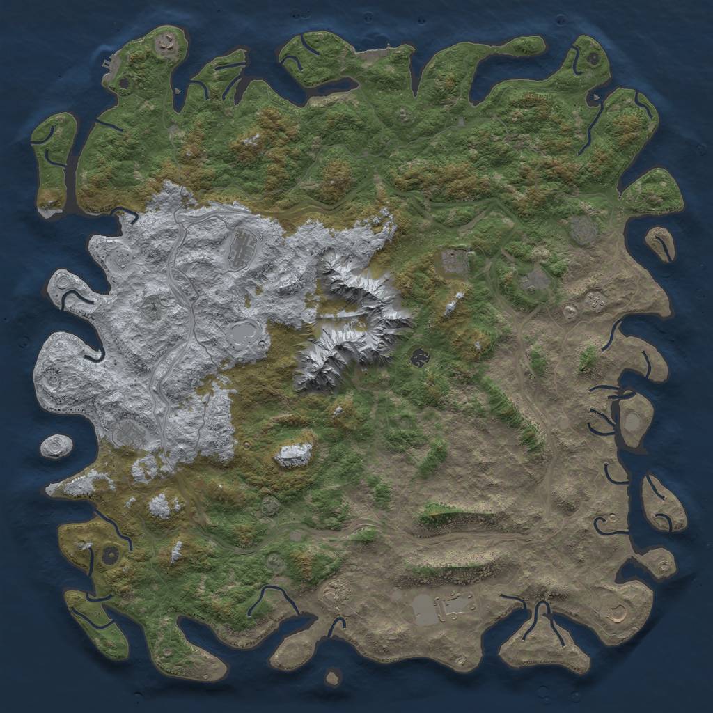 Rust Map: Procedural Map, Size: 6000, Seed: 80001518, 19 Monuments