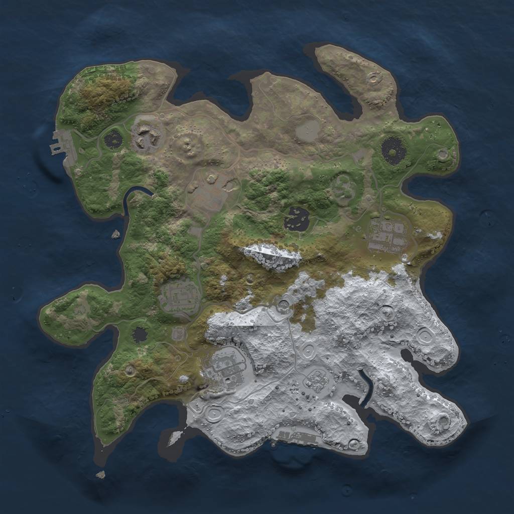 Rust Map: Procedural Map, Size: 3000, Seed: 27164, 15 Monuments