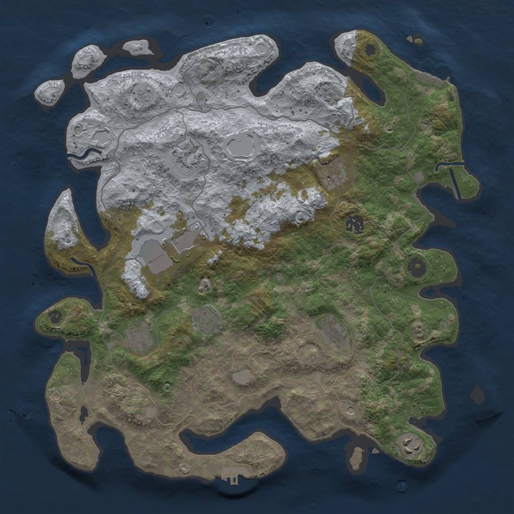Rust Map: Procedural Map, Size: 4000, Seed: 93579, 18 Monuments