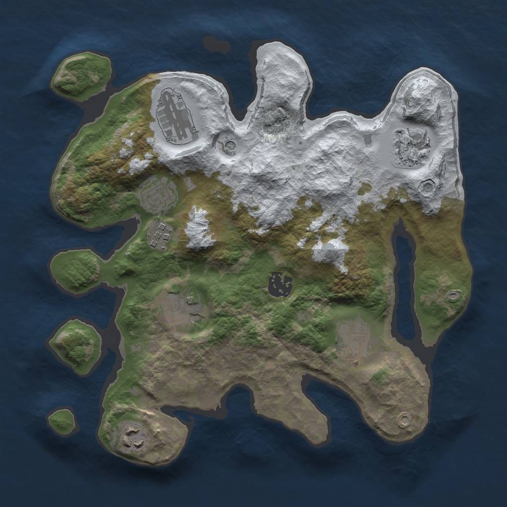 Rust Map: Barren, Size: 3000, Seed: 1945085949, 11 Monuments
