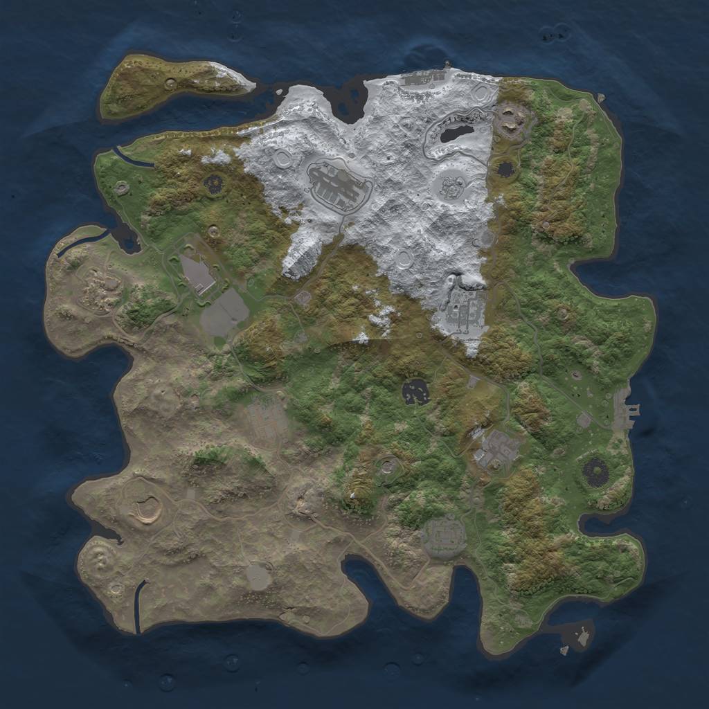 Rust Map: Procedural Map, Size: 3850, Seed: 463478343, 19 Monuments