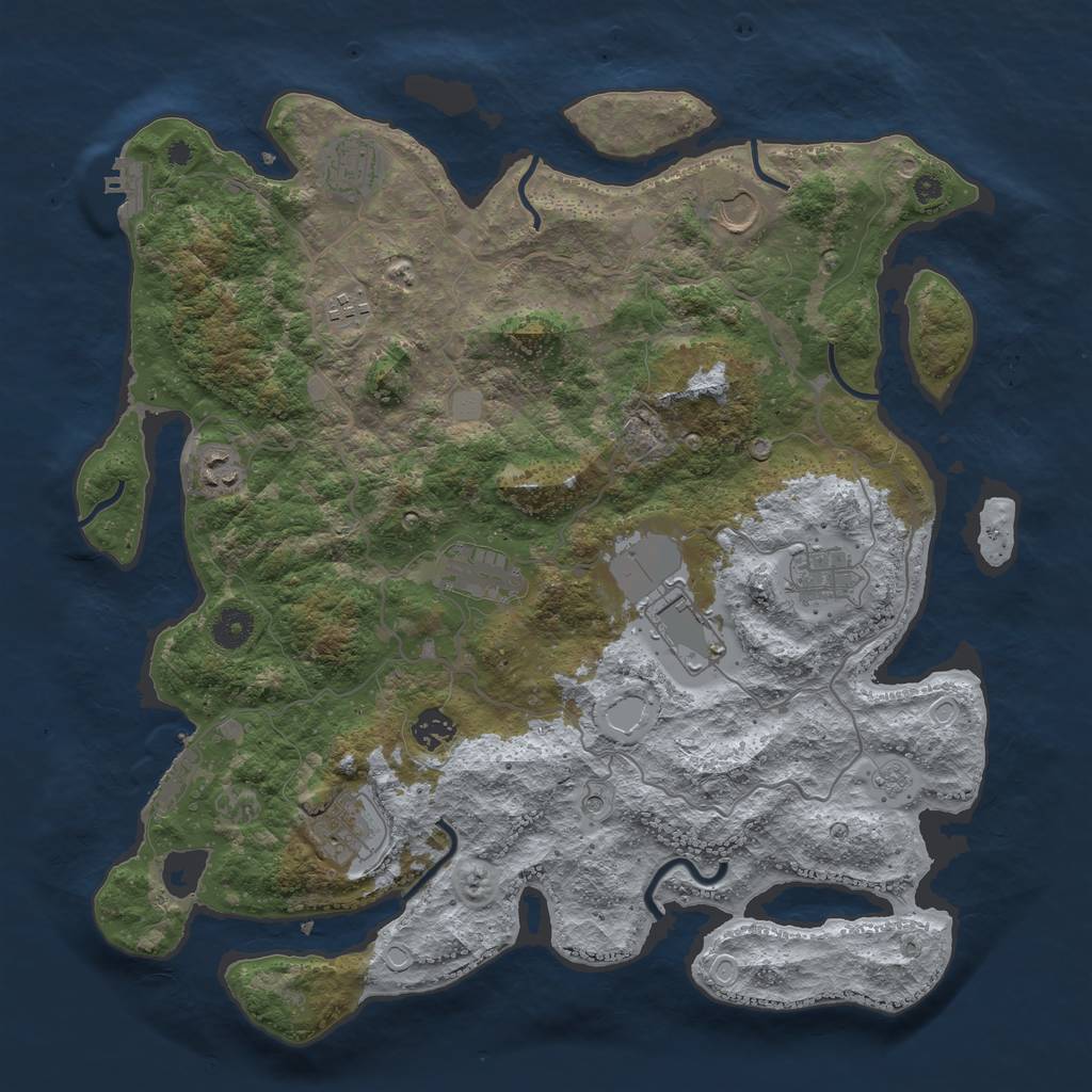 Rust Map: Procedural Map, Size: 4000, Seed: 1873437653, 18 Monuments