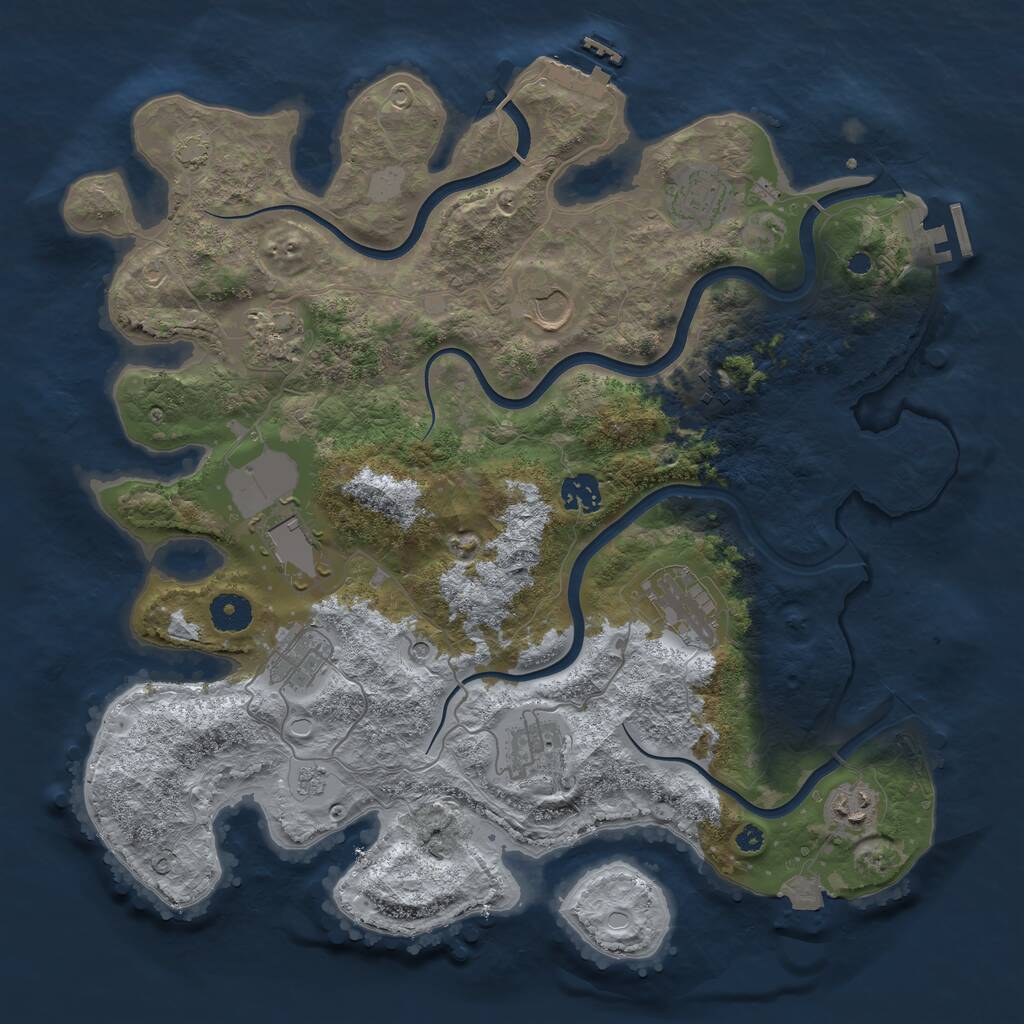 Rust Map: Procedural Map, Size: 3800, Seed: 1290397424, 16 Monuments