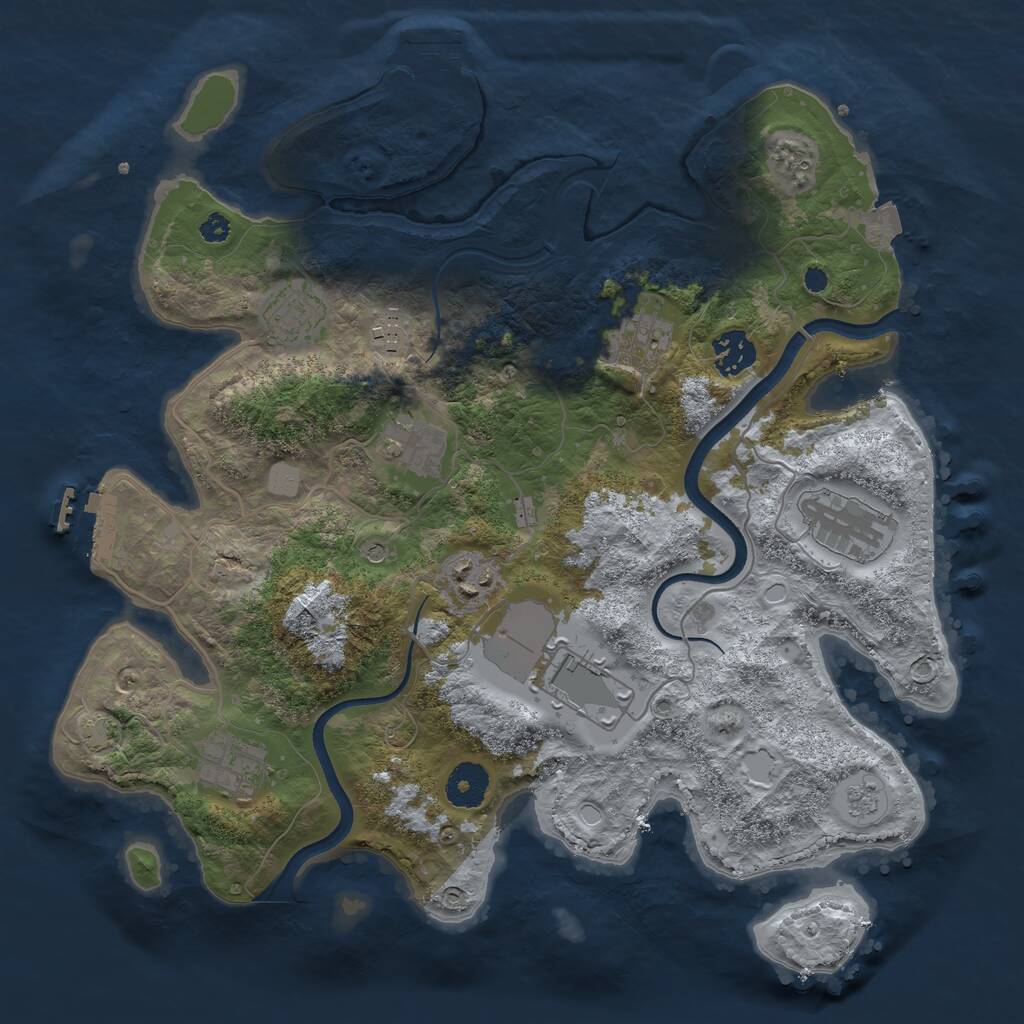 Rust Map: Procedural Map, Size: 3500, Seed: 3641, 15 Monuments