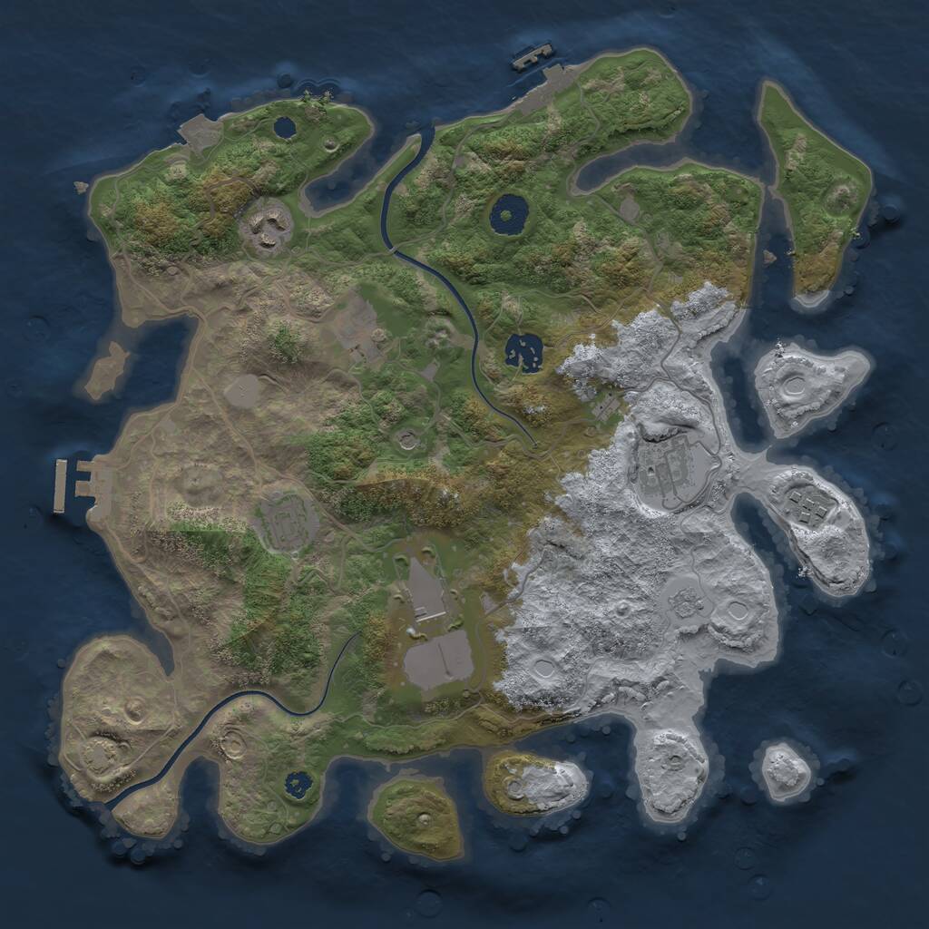 Rust Map: Procedural Map, Size: 3500, Seed: 1966456635, 13 Monuments
