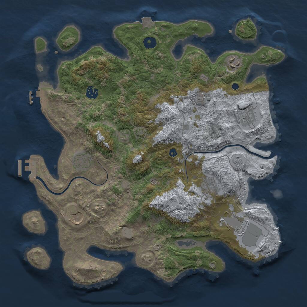 Rust Map: Procedural Map, Size: 3700, Seed: 502834809, 14 Monuments