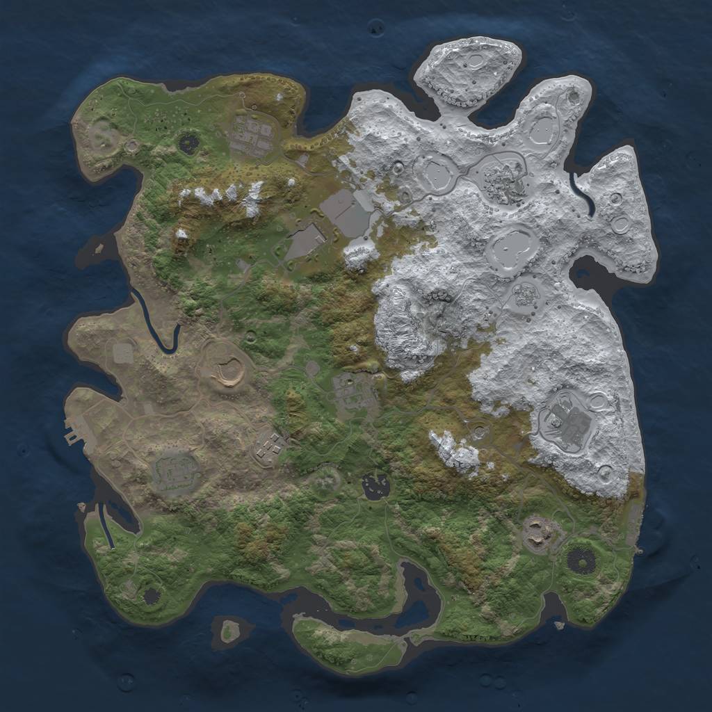 Rust Map: Procedural Map, Size: 3750, Seed: 258290728, 19 Monuments