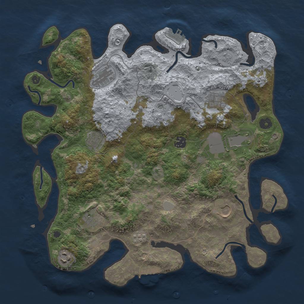 Rust Map: Procedural Map, Size: 3750, Seed: 76132801, 18 Monuments
