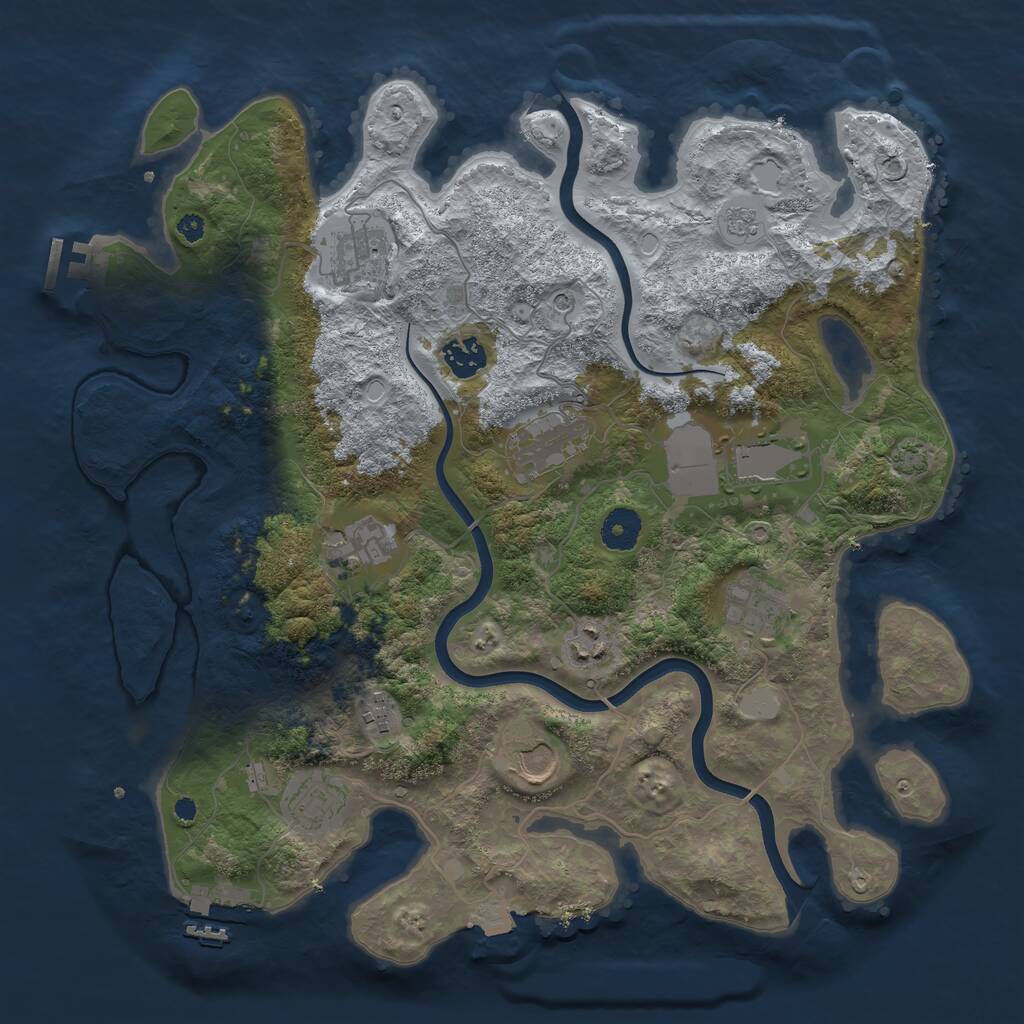 Rust Map: Procedural Map, Size: 3750, Seed: 76132801, 16 Monuments