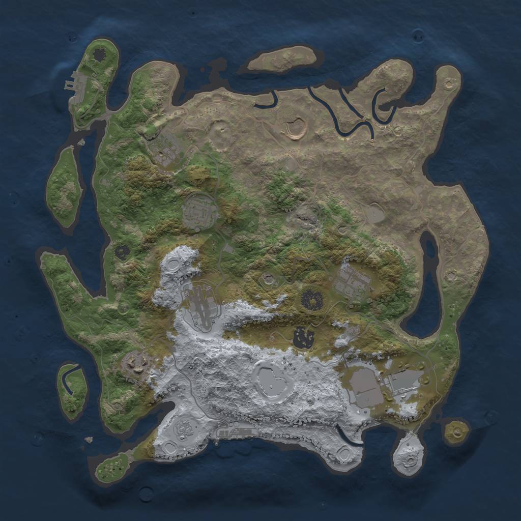 Rust Map: Procedural Map, Size: 3500, Seed: 93708495, 17 Monuments
