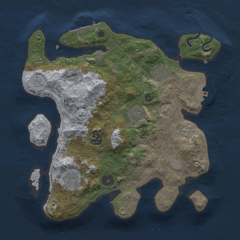 Rust Map: Procedural Map, Size: 3000, Seed: 42131, 13 Monuments