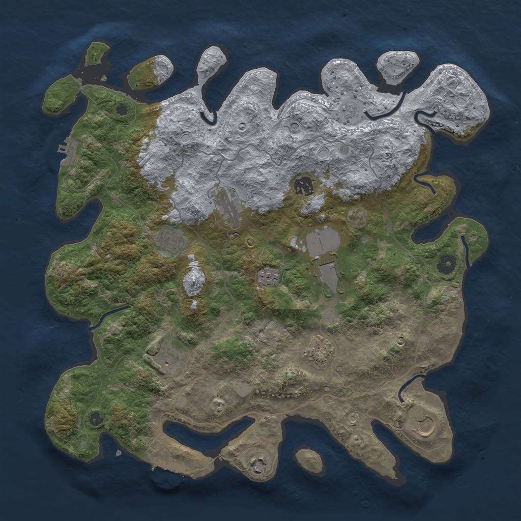 Rust Map: Procedural Map, Size: 4000, Seed: 3657, 16 Monuments