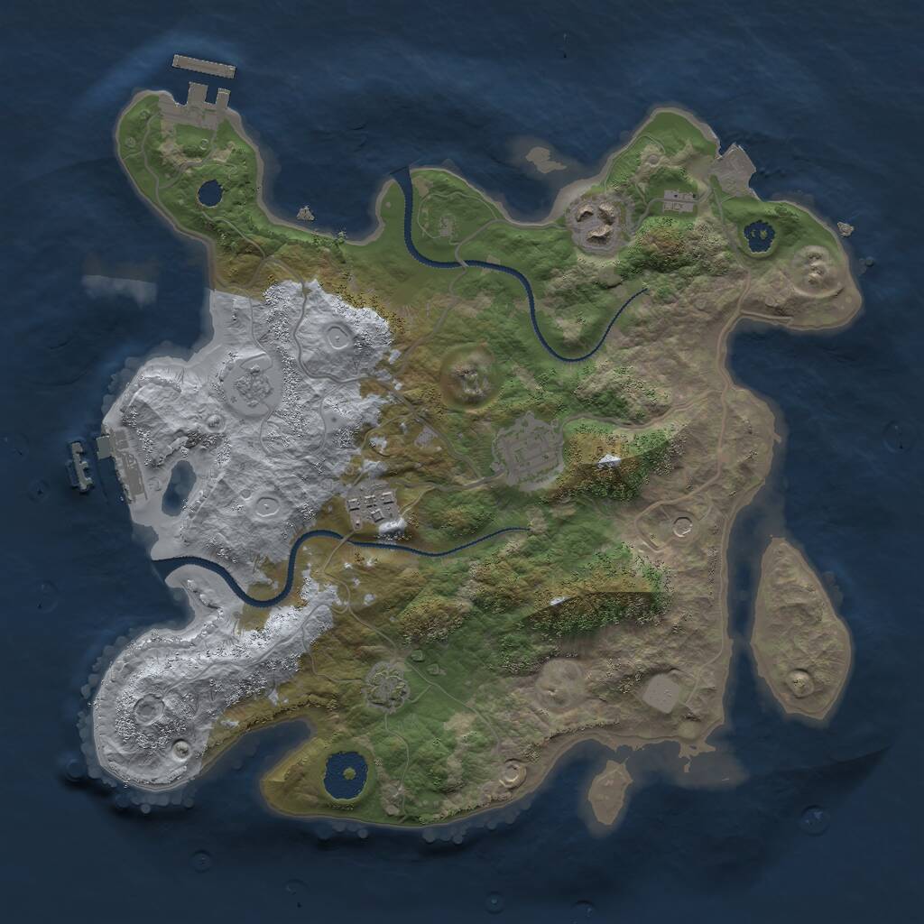Rust Map: Procedural Map, Size: 3000, Seed: 9273, 9 Monuments