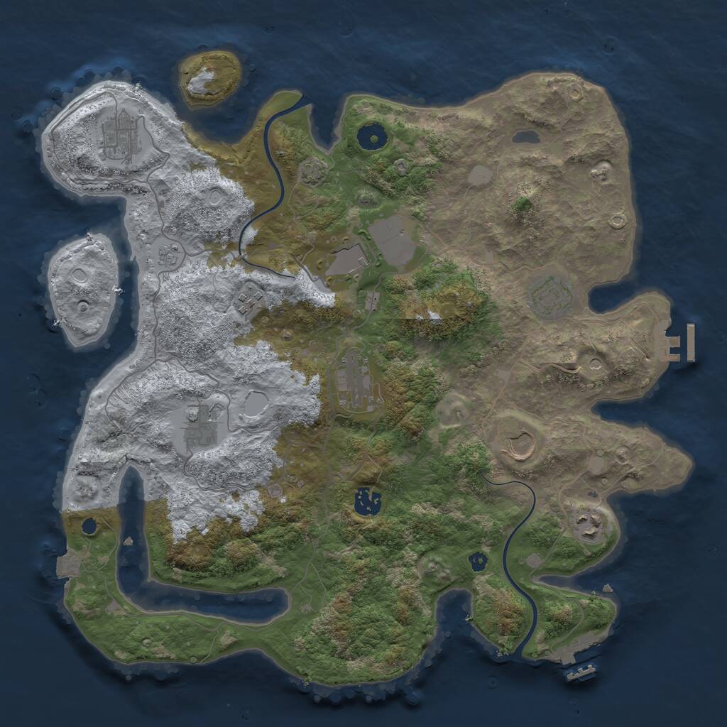Rust Map: Procedural Map, Size: 3850, Seed: 1400266661, 15 Monuments
