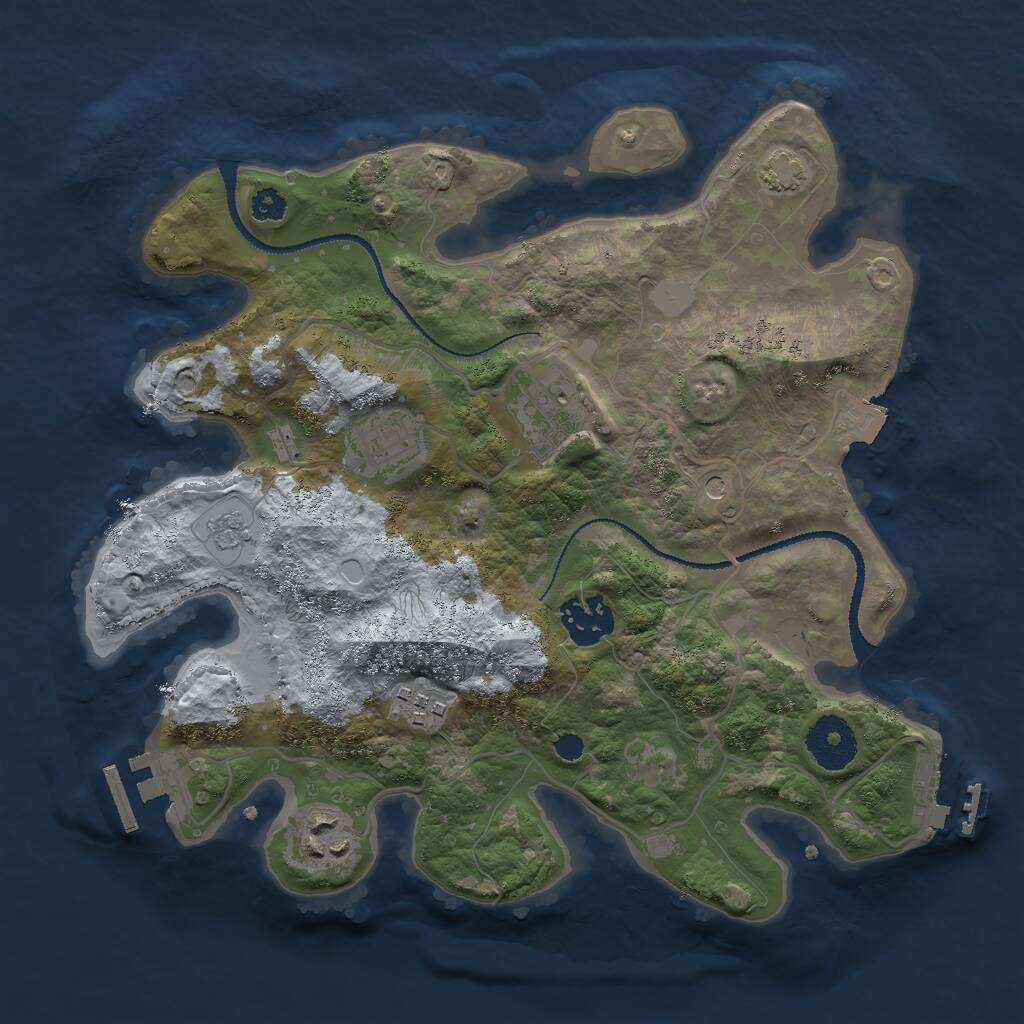 Rust Map: Procedural Map, Size: 3000, Seed: 7208223, 11 Monuments