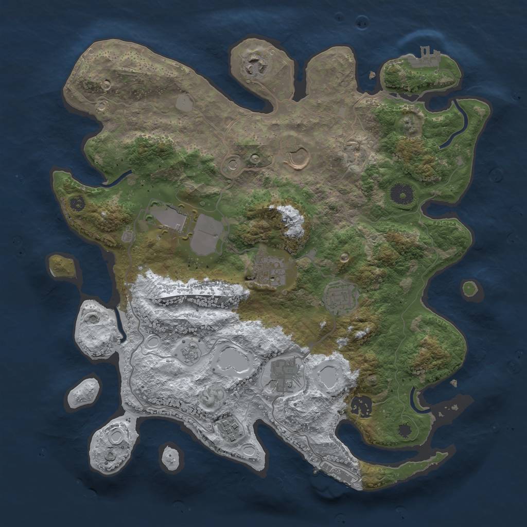 Rust Map: Procedural Map, Size: 3550, Seed: 591454, 17 Monuments