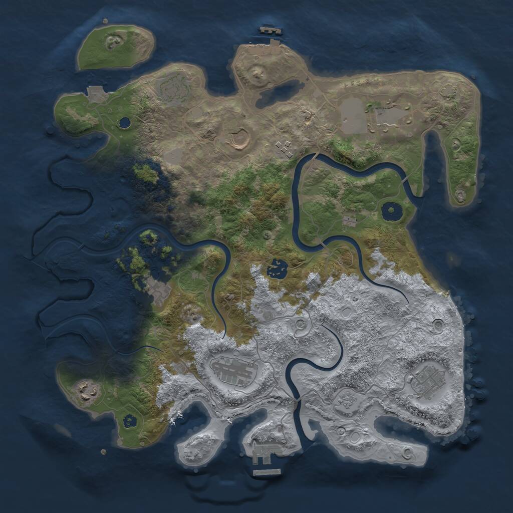 Rust Map: Procedural Map, Size: 3750, Seed: 51169246, 15 Monuments