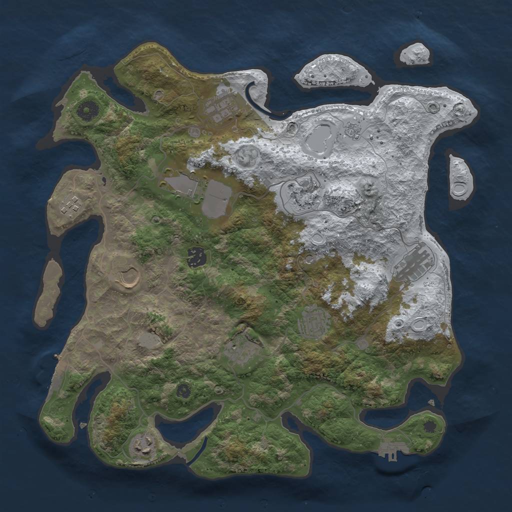 Rust Map: Procedural Map, Size: 3700, Seed: 583288010, 19 Monuments