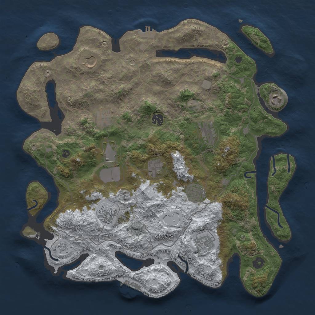 Rust Map: Procedural Map, Size: 4000, Seed: 4638, 19 Monuments