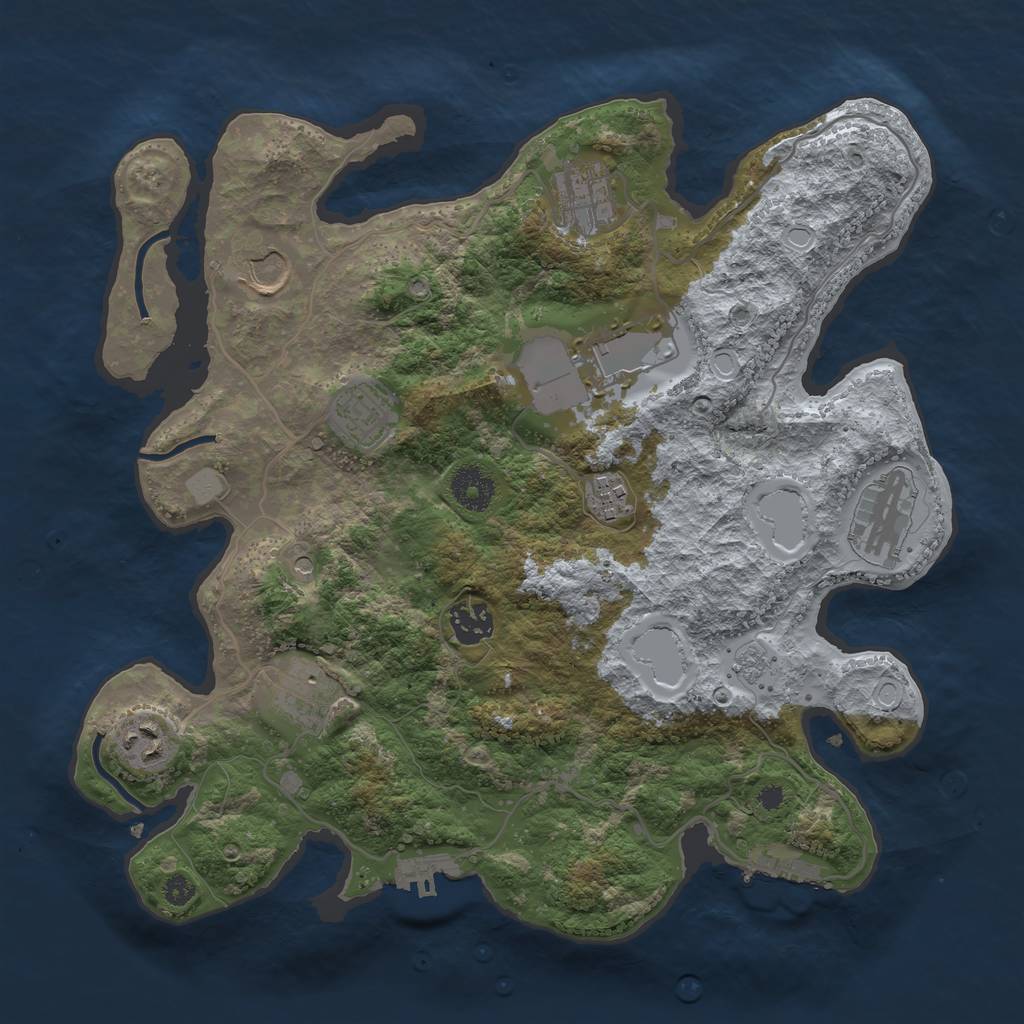 Rust Map: Procedural Map, Size: 3500, Seed: 1822034253, 18 Monuments