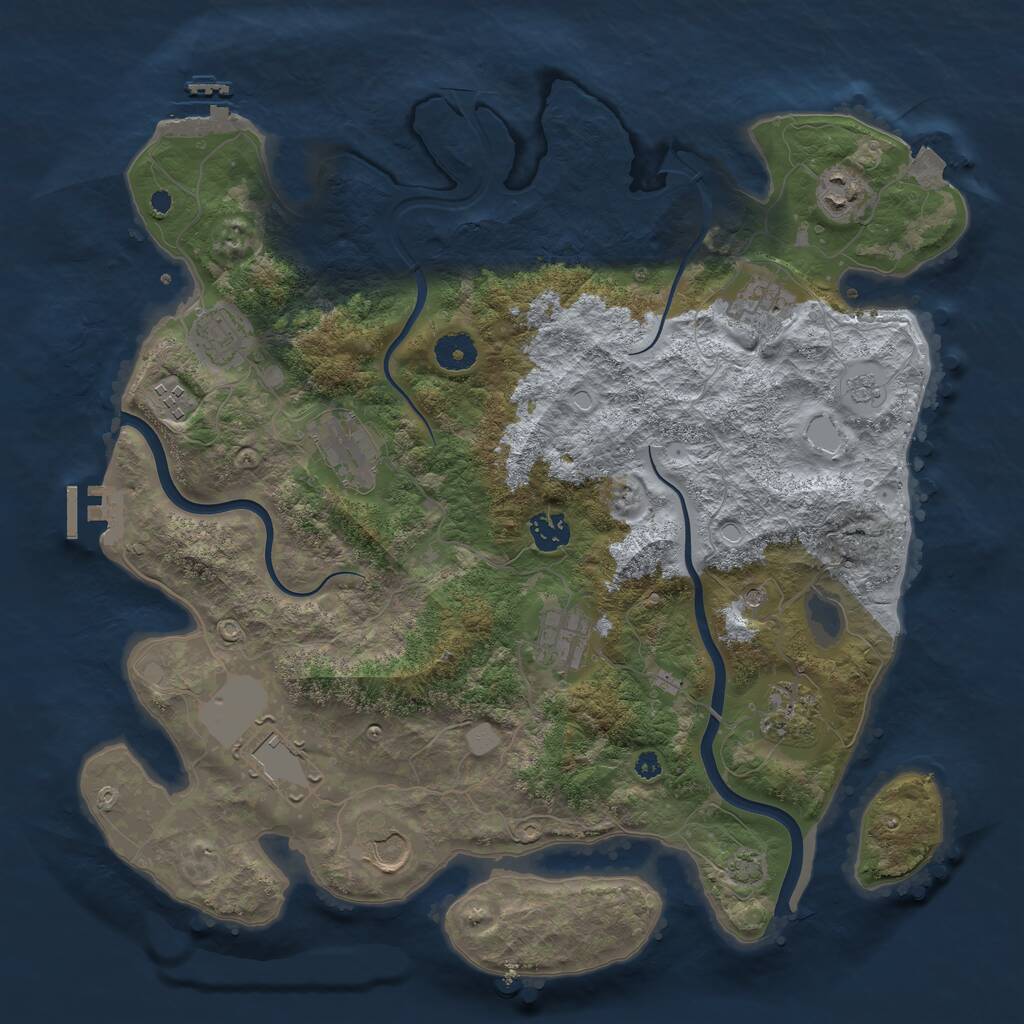 Rust Map: Procedural Map, Size: 3875, Seed: 6214, 16 Monuments