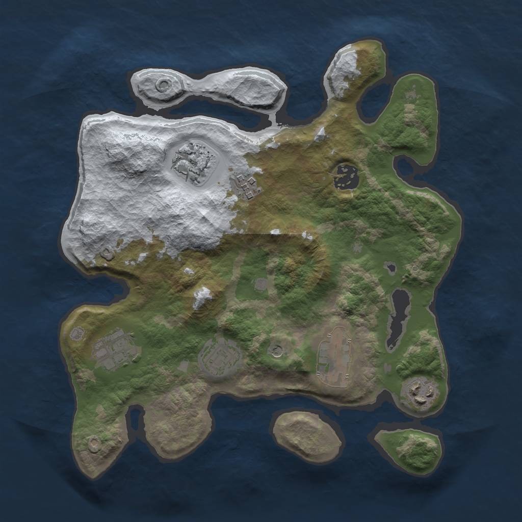 Rust Map: Barren, Size: 3000, Seed: 2025555889, 10 Monuments