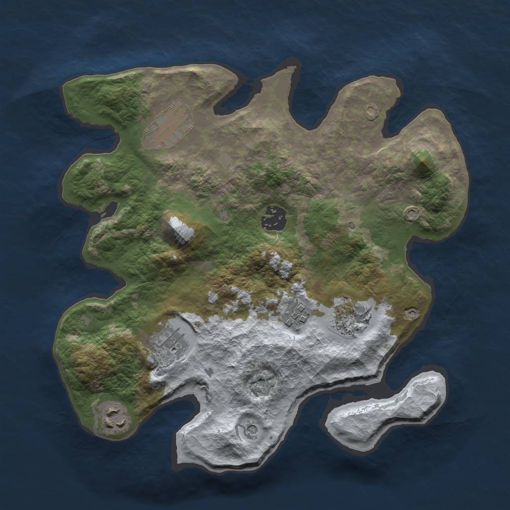 Rust Map: Barren, Size: 3000, Seed: 1618668501, 9 Monuments