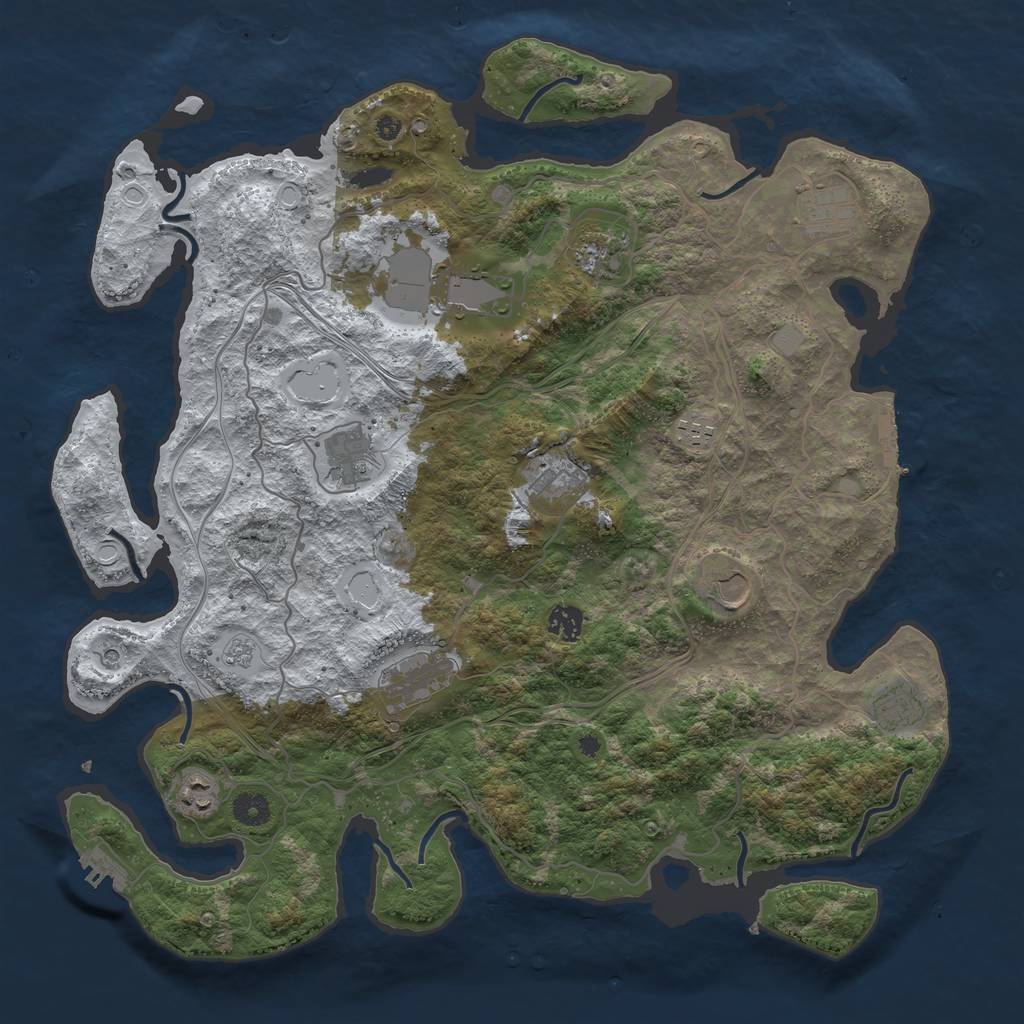 Rust Map: Procedural Map, Size: 4250, Seed: 387121, 20 Monuments