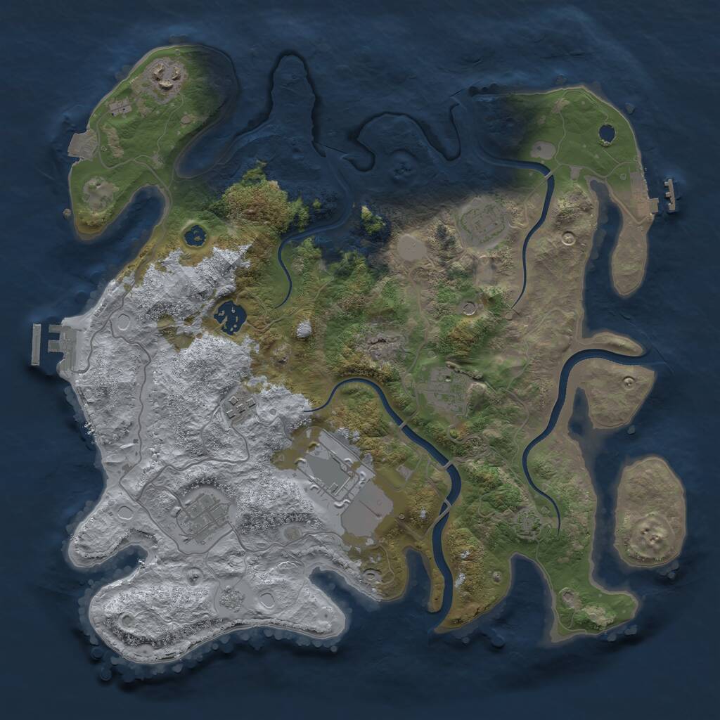 Rust Map: Procedural Map, Size: 3500, Seed: 47712, 13 Monuments