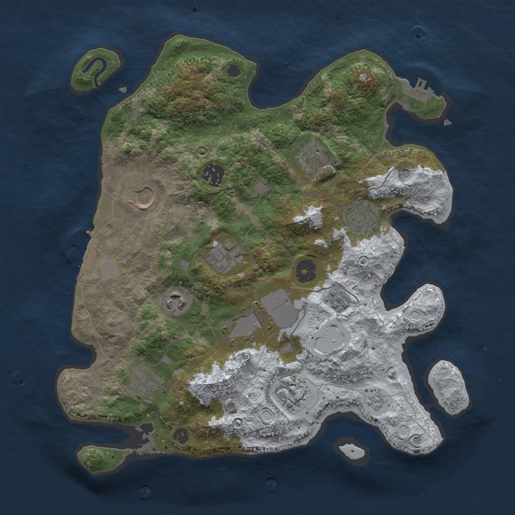 Rust Map: Procedural Map, Size: 3500, Seed: 4642927, 19 Monuments