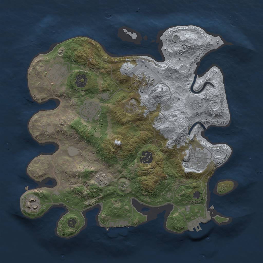 Rust Map: Procedural Map, Size: 3000, Seed: 17087, 16 Monuments