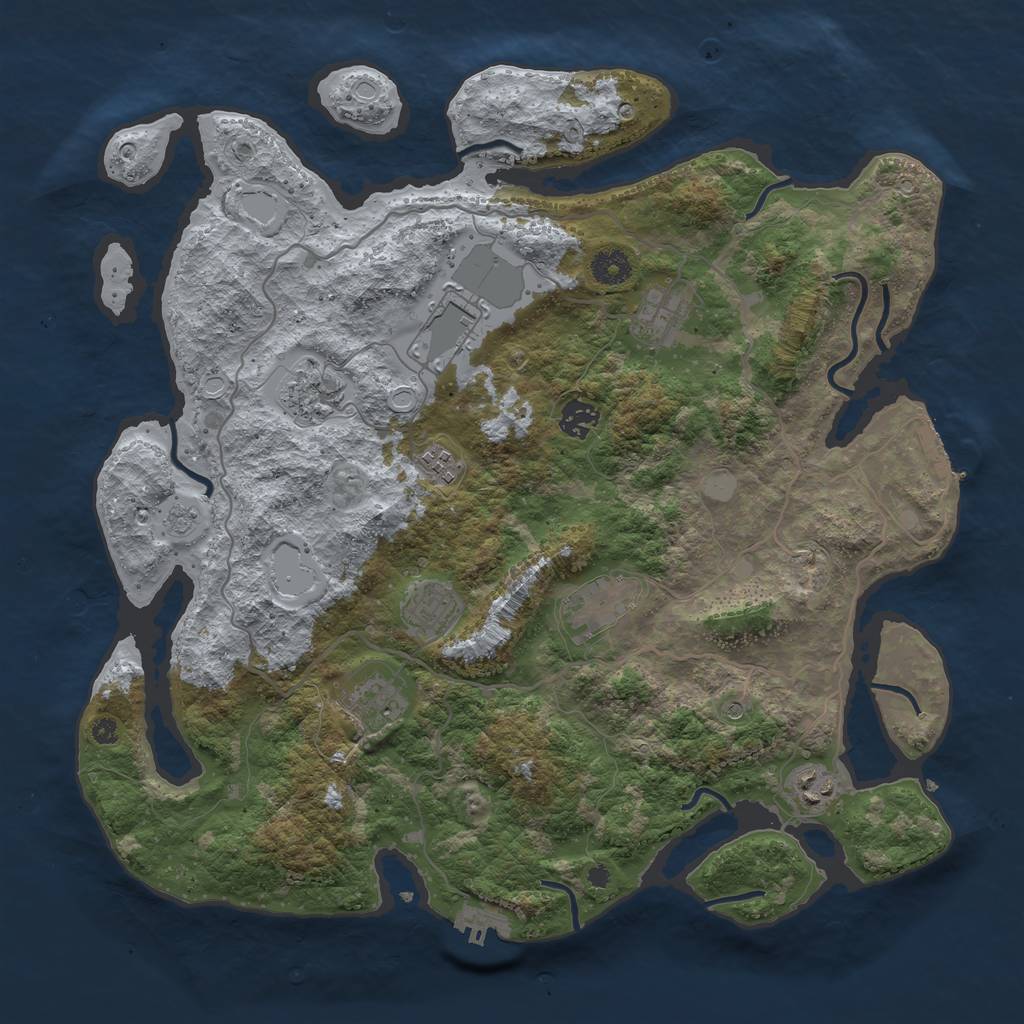 Rust Map: Procedural Map, Size: 4000, Seed: 1608278504, 18 Monuments