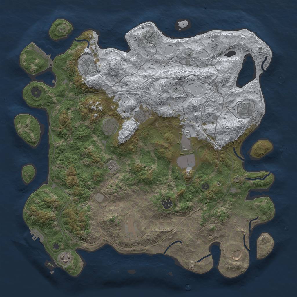 Rust Map: Procedural Map, Size: 4250, Seed: 843790263, 19 Monuments
