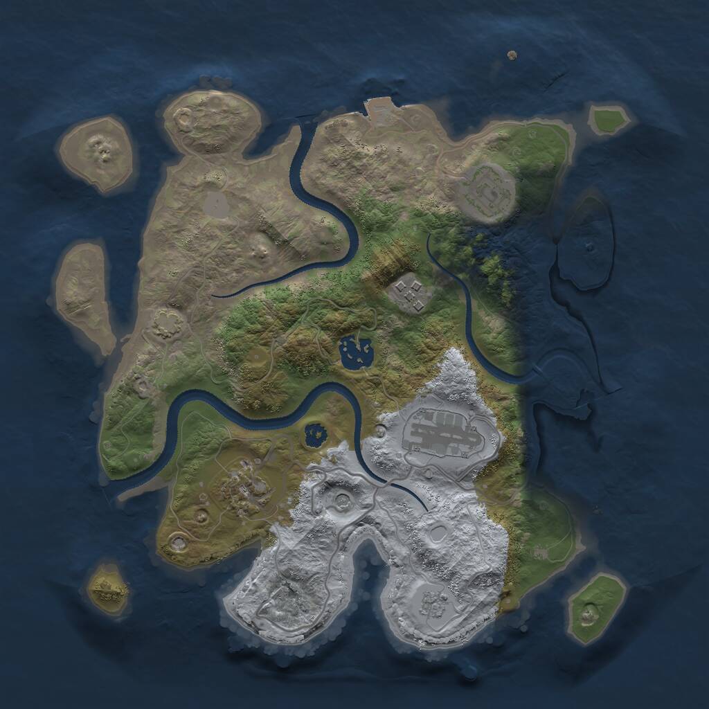 Rust Map: Procedural Map, Size: 3000, Seed: 1150081601, 9 Monuments