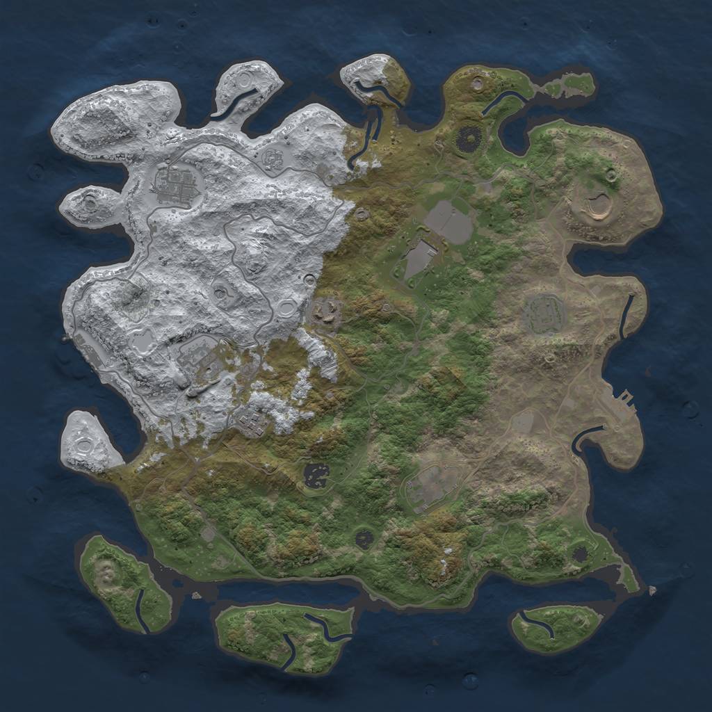 Rust Map: Procedural Map, Size: 4000, Seed: 92738458, 18 Monuments