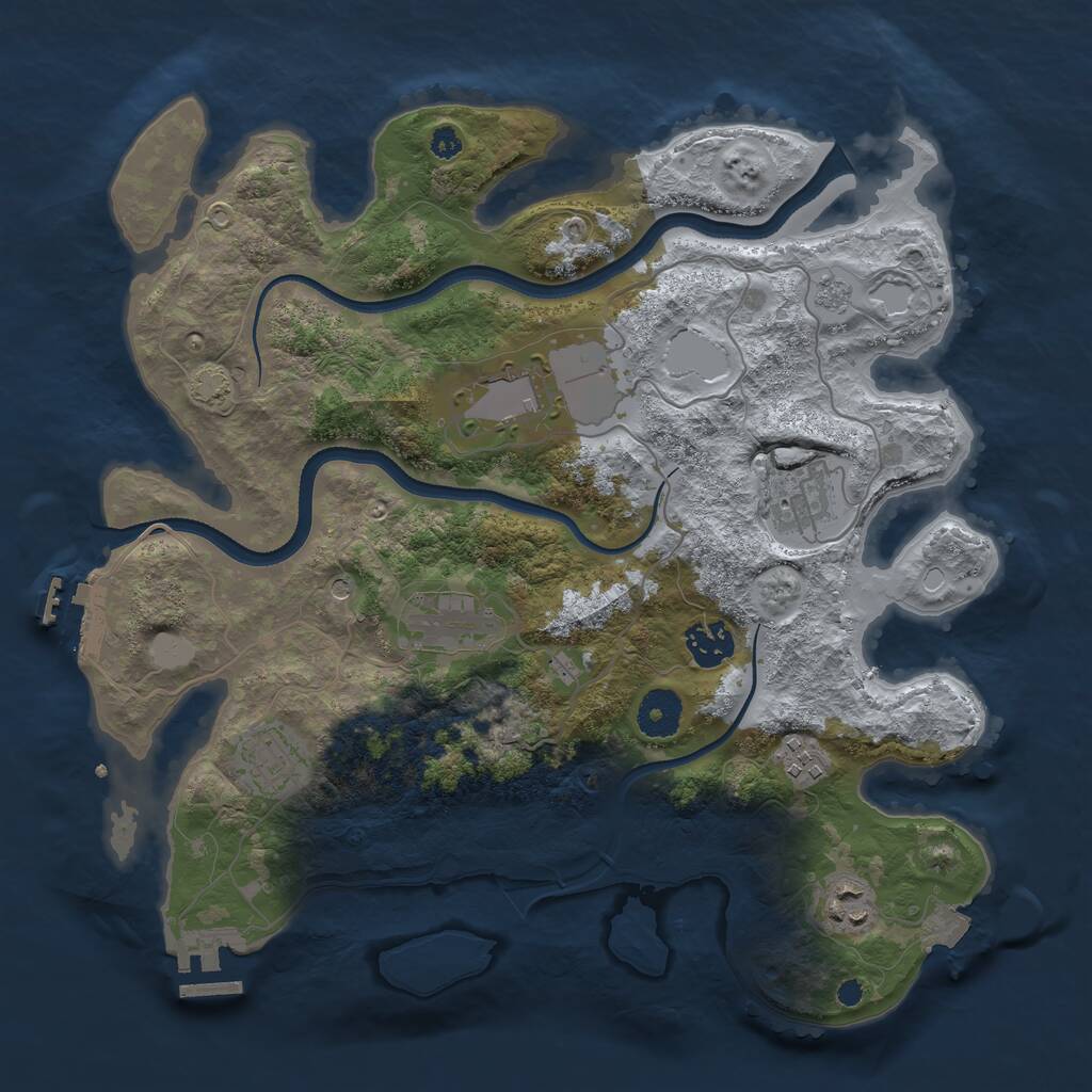 Rust Map: Procedural Map, Size: 3500, Seed: 8742, 13 Monuments