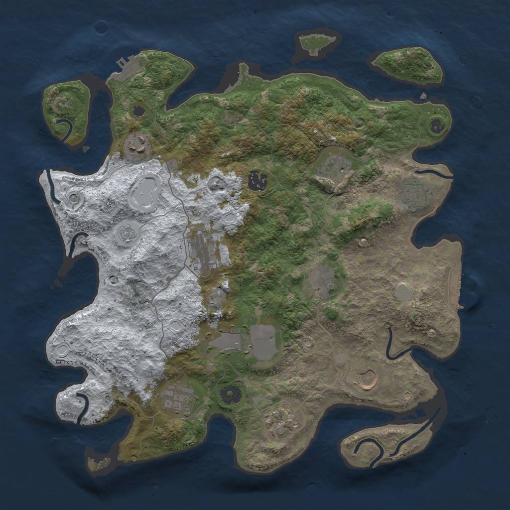 Rust Map: Procedural Map, Size: 3750, Seed: 790755675, 19 Monuments