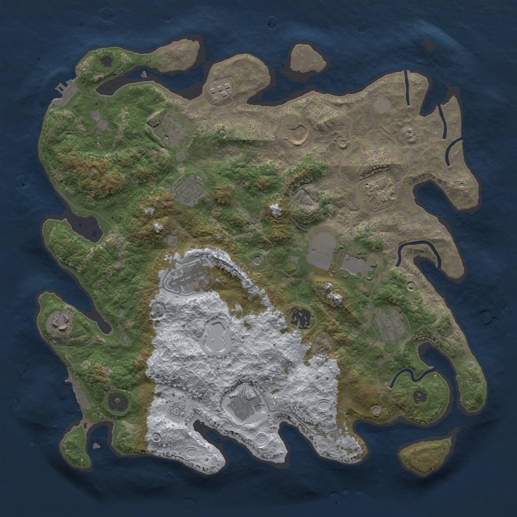 Rust Map: Procedural Map, Size: 3850, Seed: 2077755777, 20 Monuments