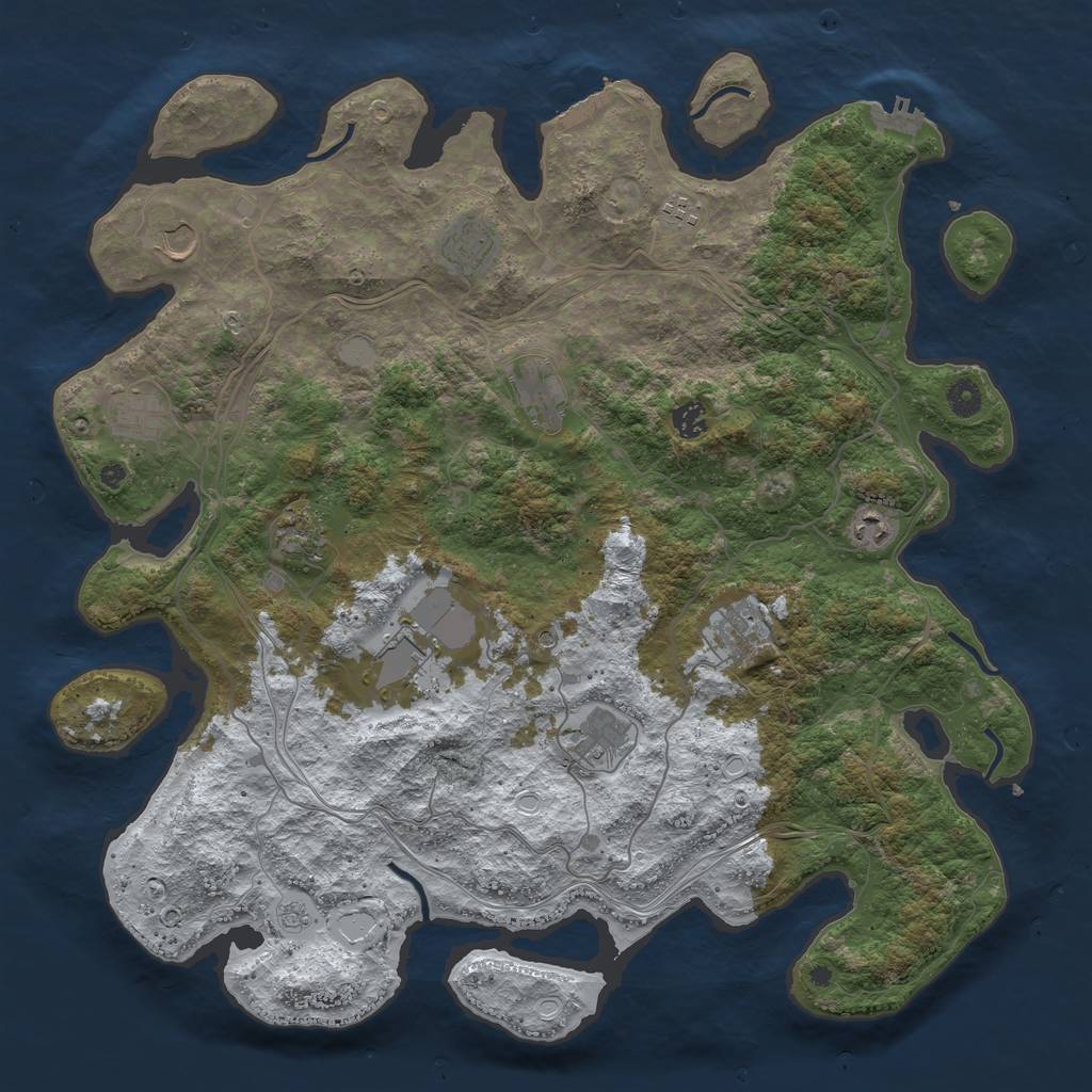 Rust Map: Procedural Map, Size: 4500, Seed: 822304283, 20 Monuments