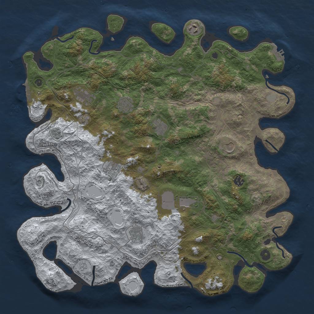 Rust Map: Procedural Map, Size: 4500, Seed: 735, 19 Monuments