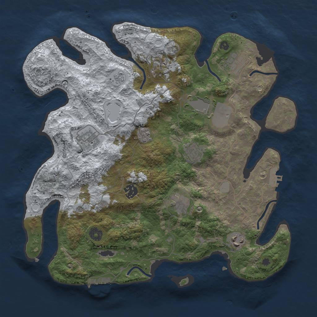 Rust Map: Procedural Map, Size: 3500, Seed: 1266928261, 18 Monuments