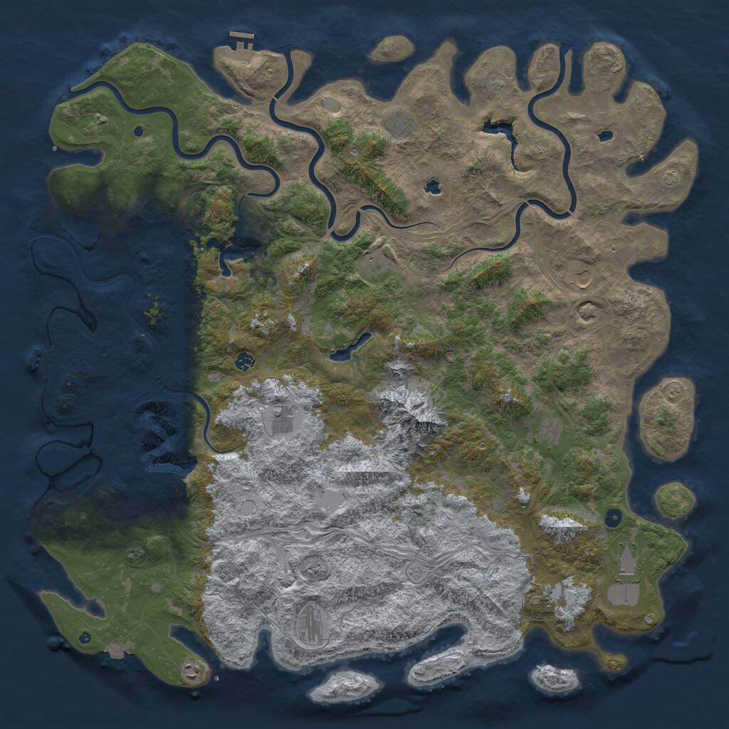Rust Map: Procedural Map, Size: 6000, Seed: 88871205, 17 Monuments