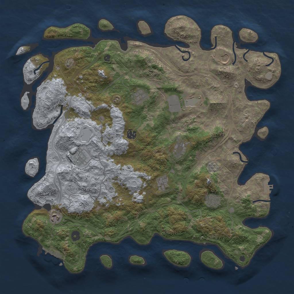 Rust Map: Procedural Map, Size: 4500, Seed: 622726287, 17 Monuments