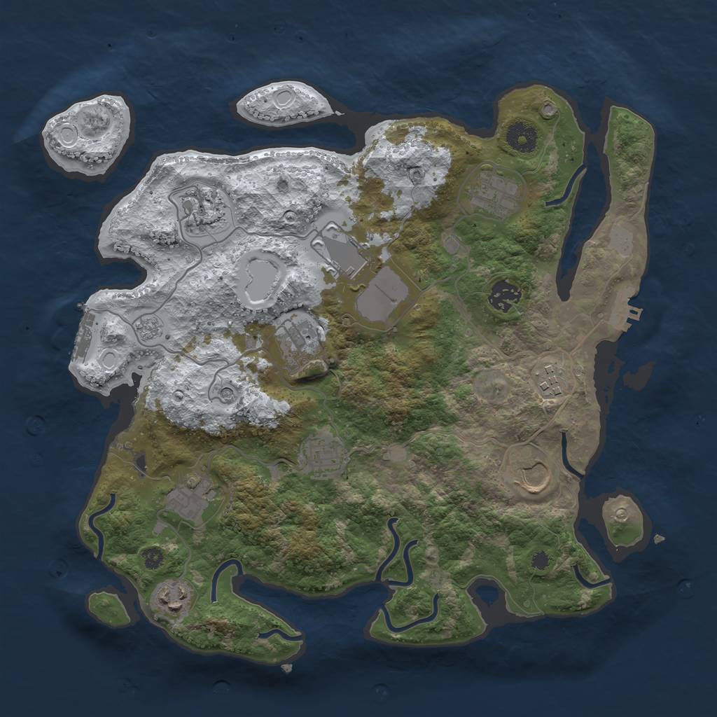 Rust Map: Procedural Map, Size: 3500, Seed: 1055329136, 19 Monuments