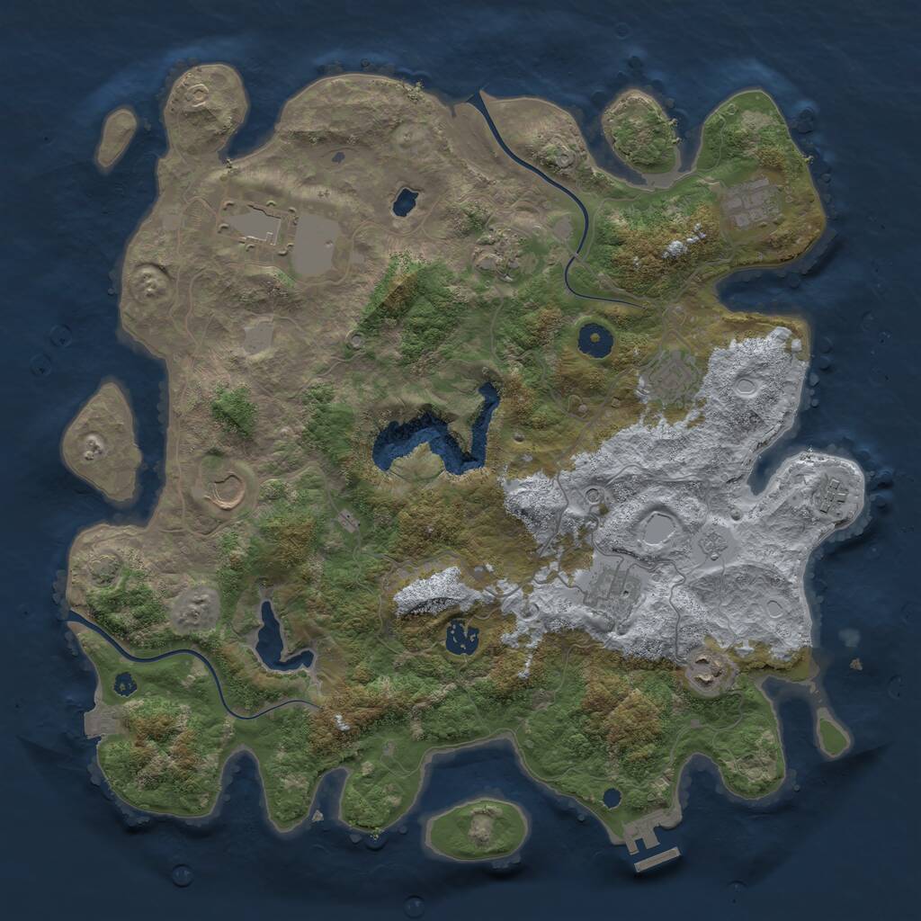 Rust Map: Procedural Map, Size: 4000, Seed: 233545, 14 Monuments